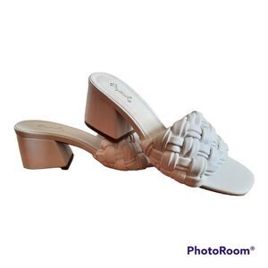 Qupid Braided Strap Low Block Heels